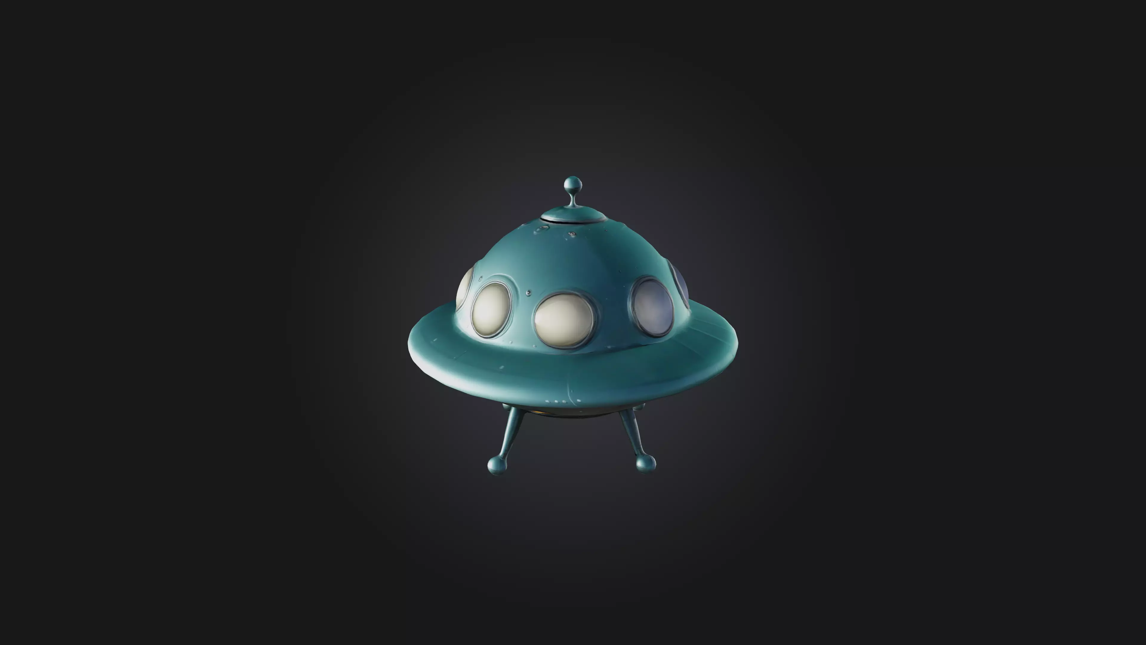 Cartoon Flying Saucer Low-poly 3D model_0