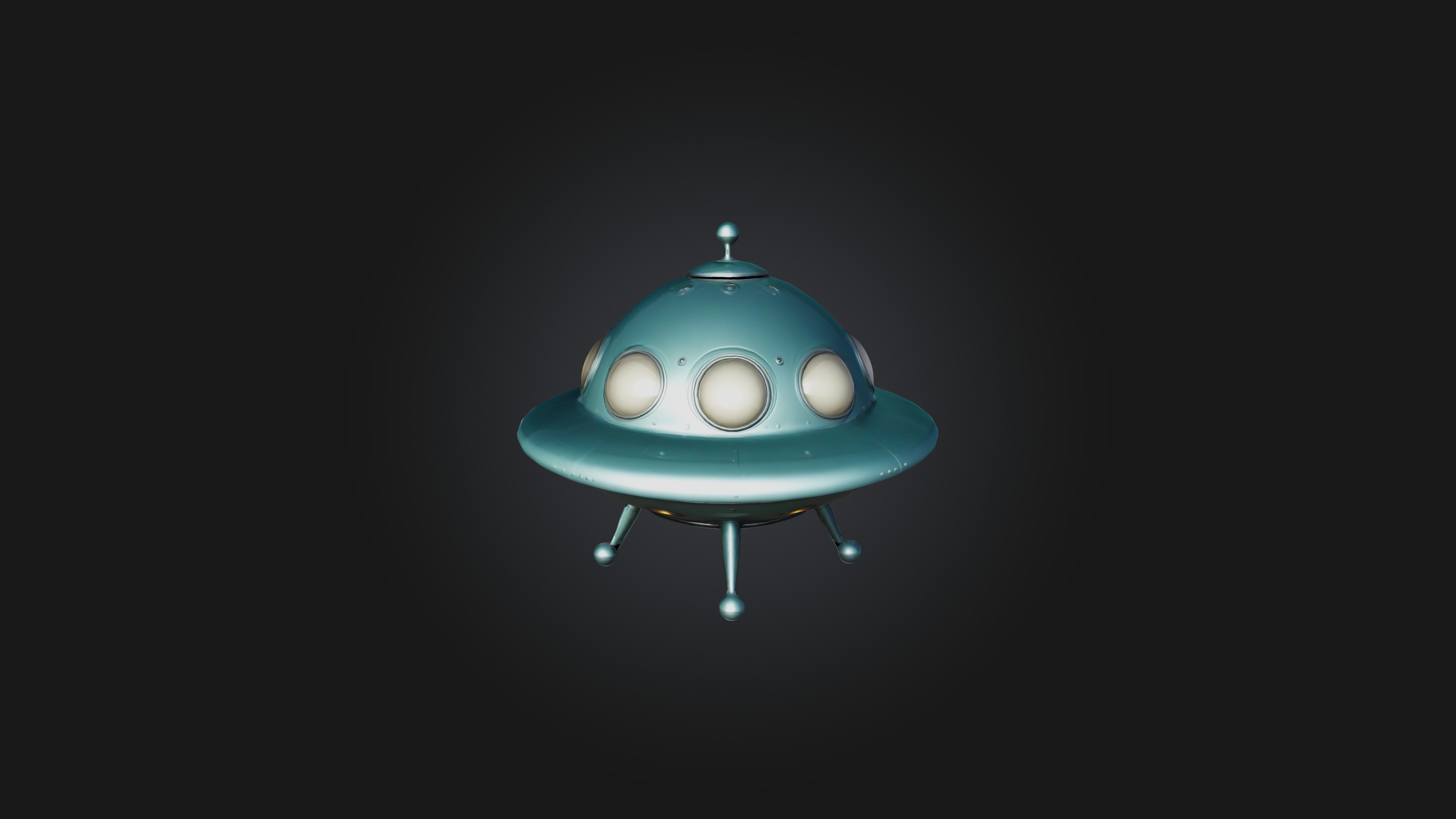 Cartoon Flying Saucer Low-poly 3D model_5