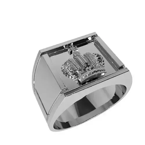 Men signet ring with crown