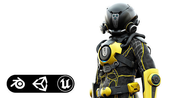 CYBER ASTRONAUT-B Rigged for Unreal Engine - Unity - MIXAMO  3D model