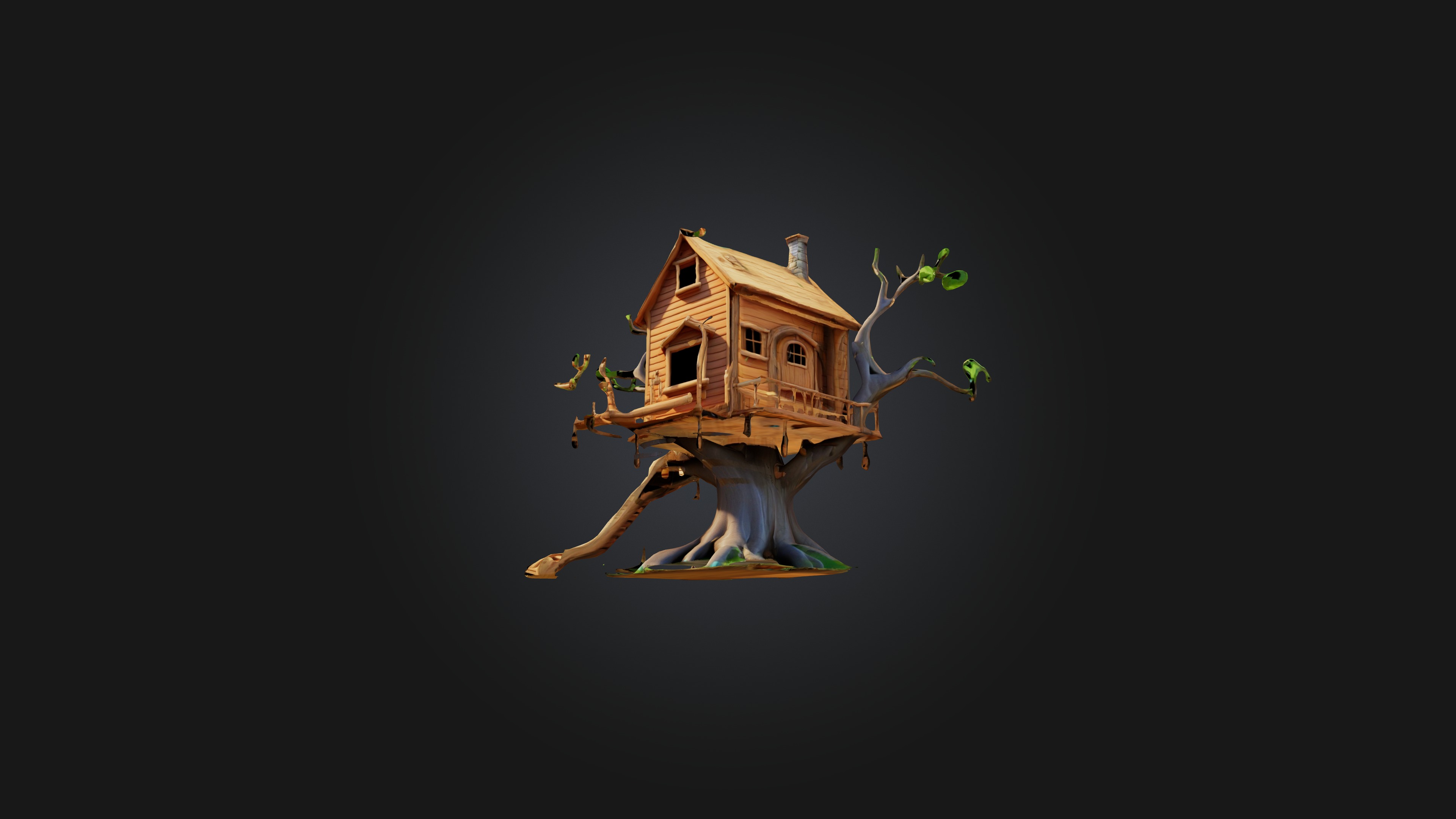 Cartoon Treehouse Low-poly 3D model_3