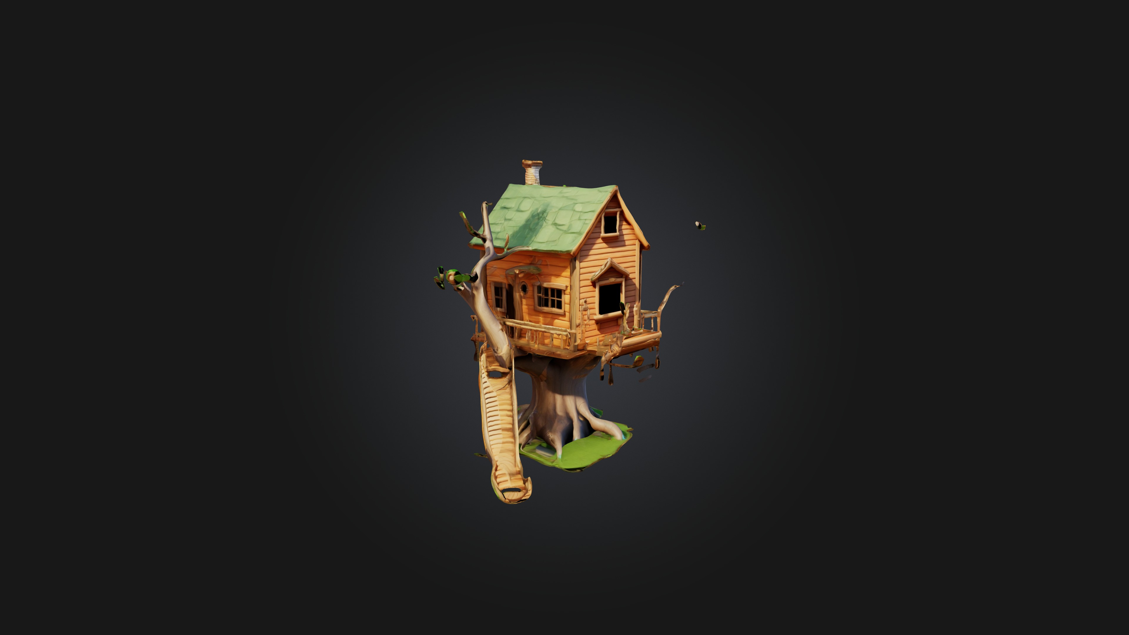 Cartoon Treehouse Low-poly 3D model_6