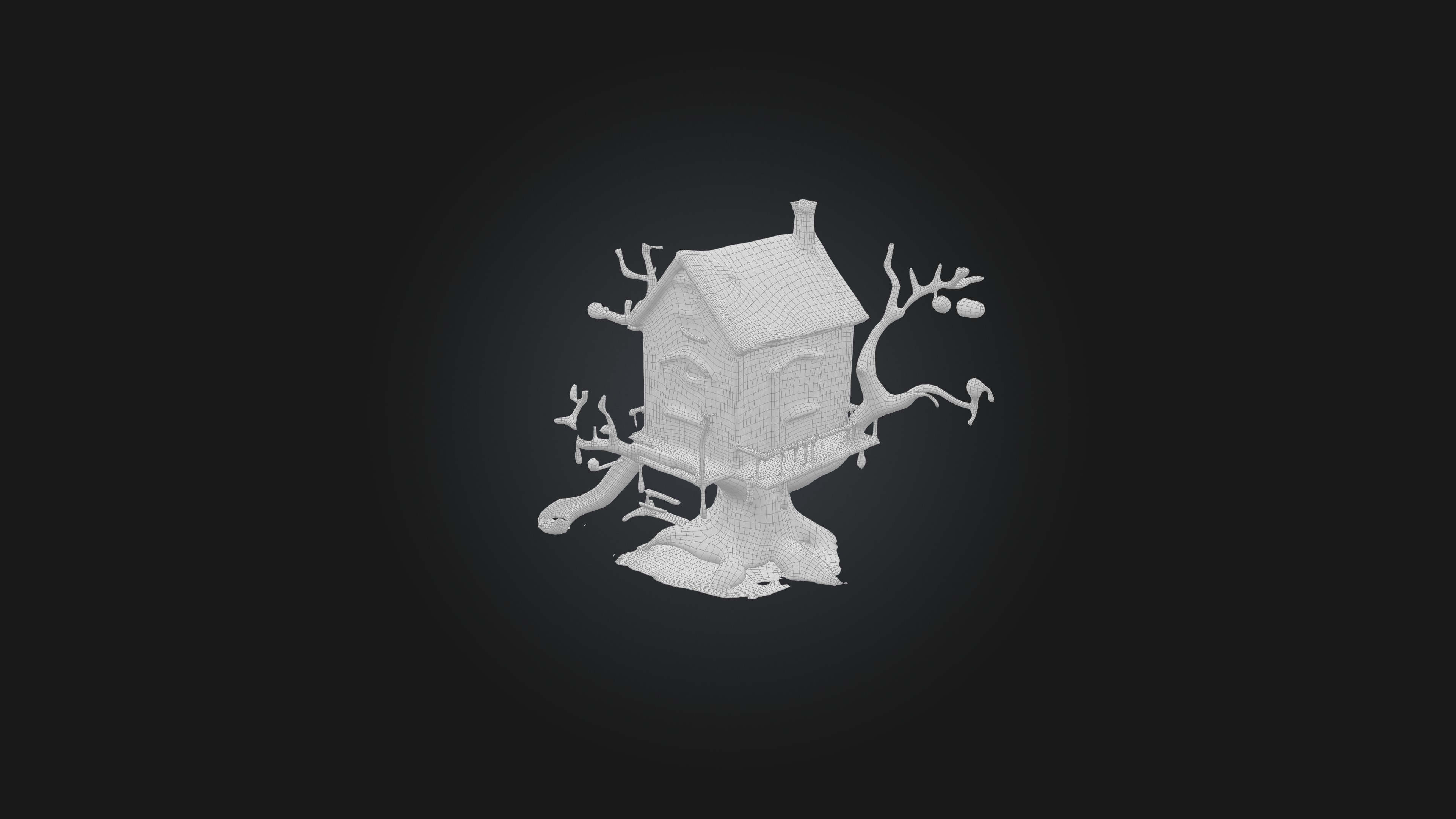 Cartoon Treehouse Low-poly 3D model_1