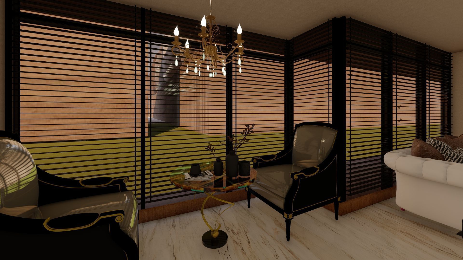 Luxury Living Room 3D Model Set for Architectural Visualization 3D model_3