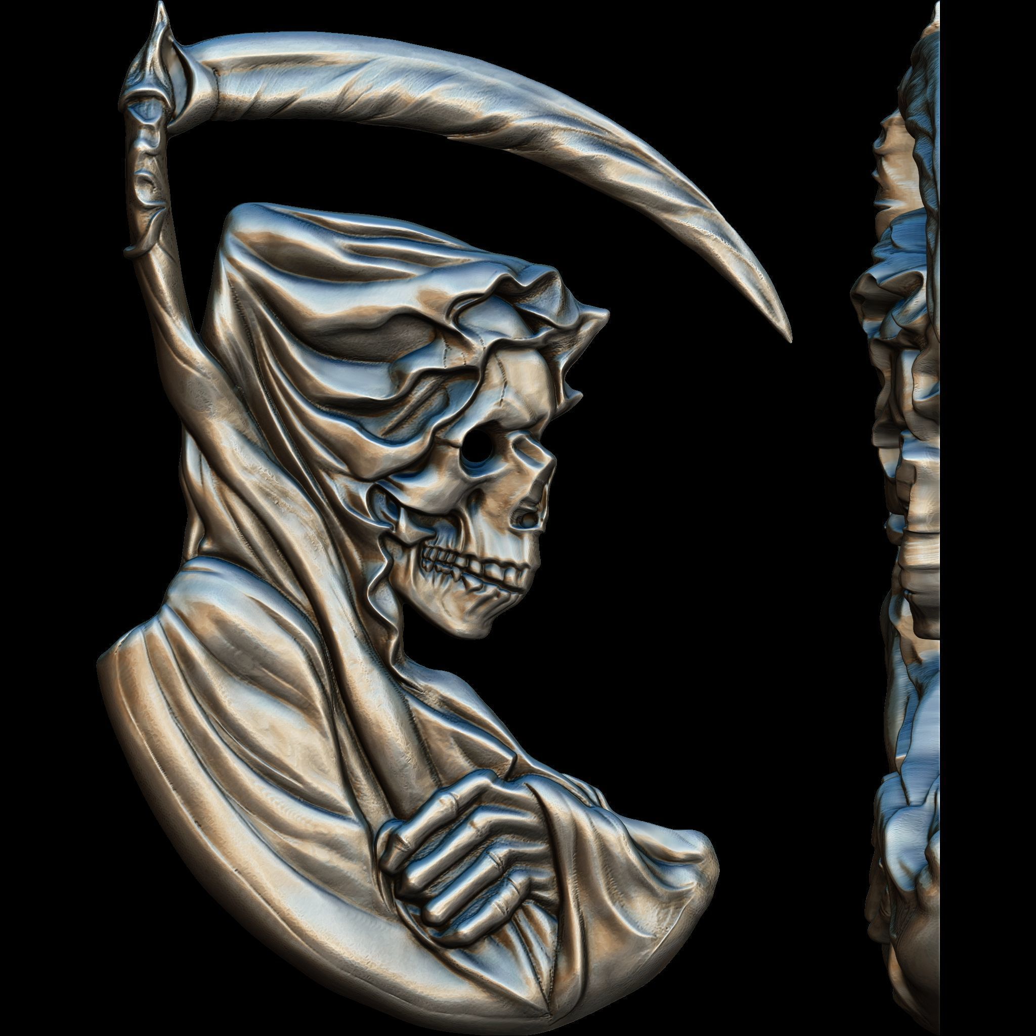 Grim Reaper Relief STL file for 3d printing or CNC 3D print model_4