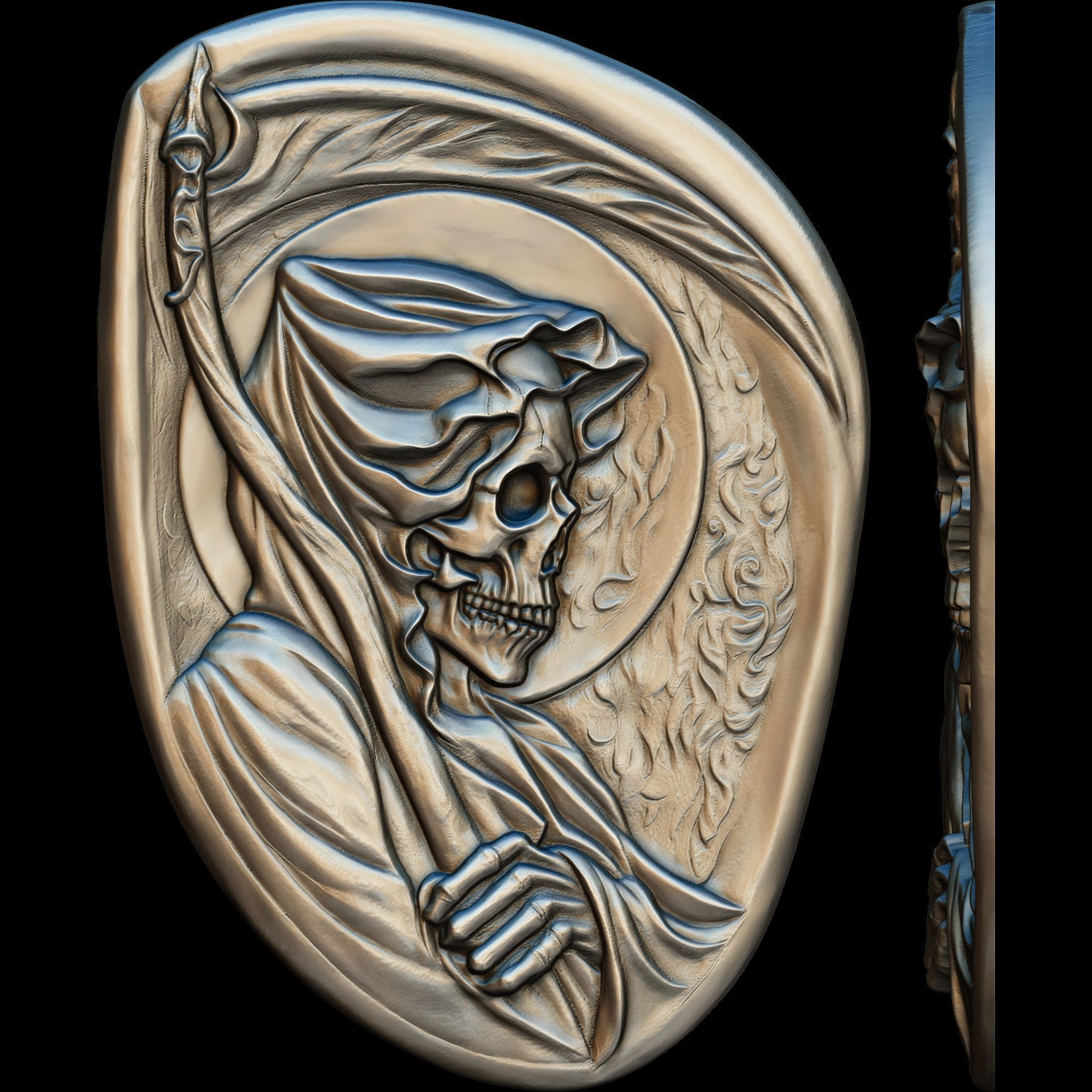 Grim Reaper Relief STL file for 3d printing or CNC 3D print model_5