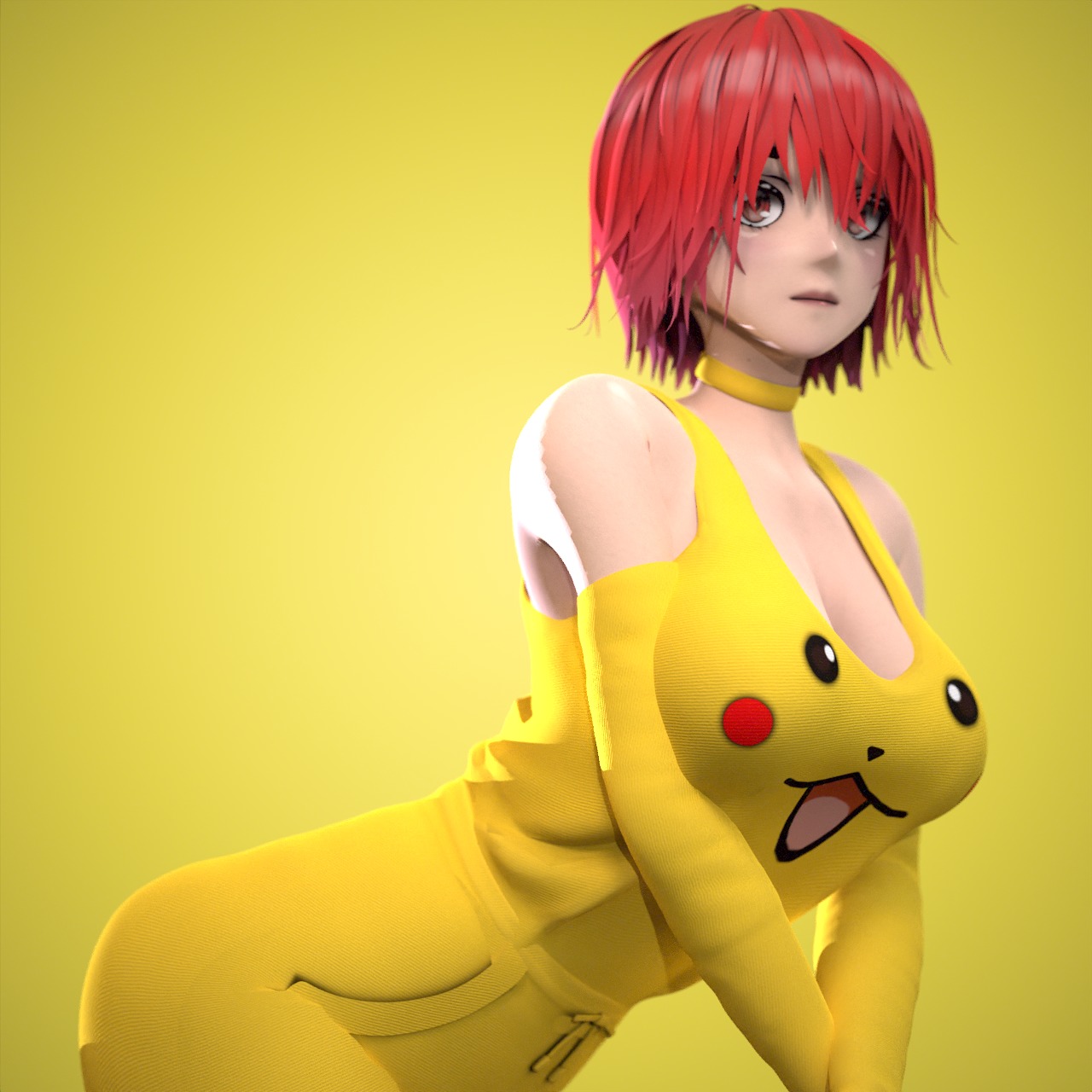 Female Low-poly 3D model_9