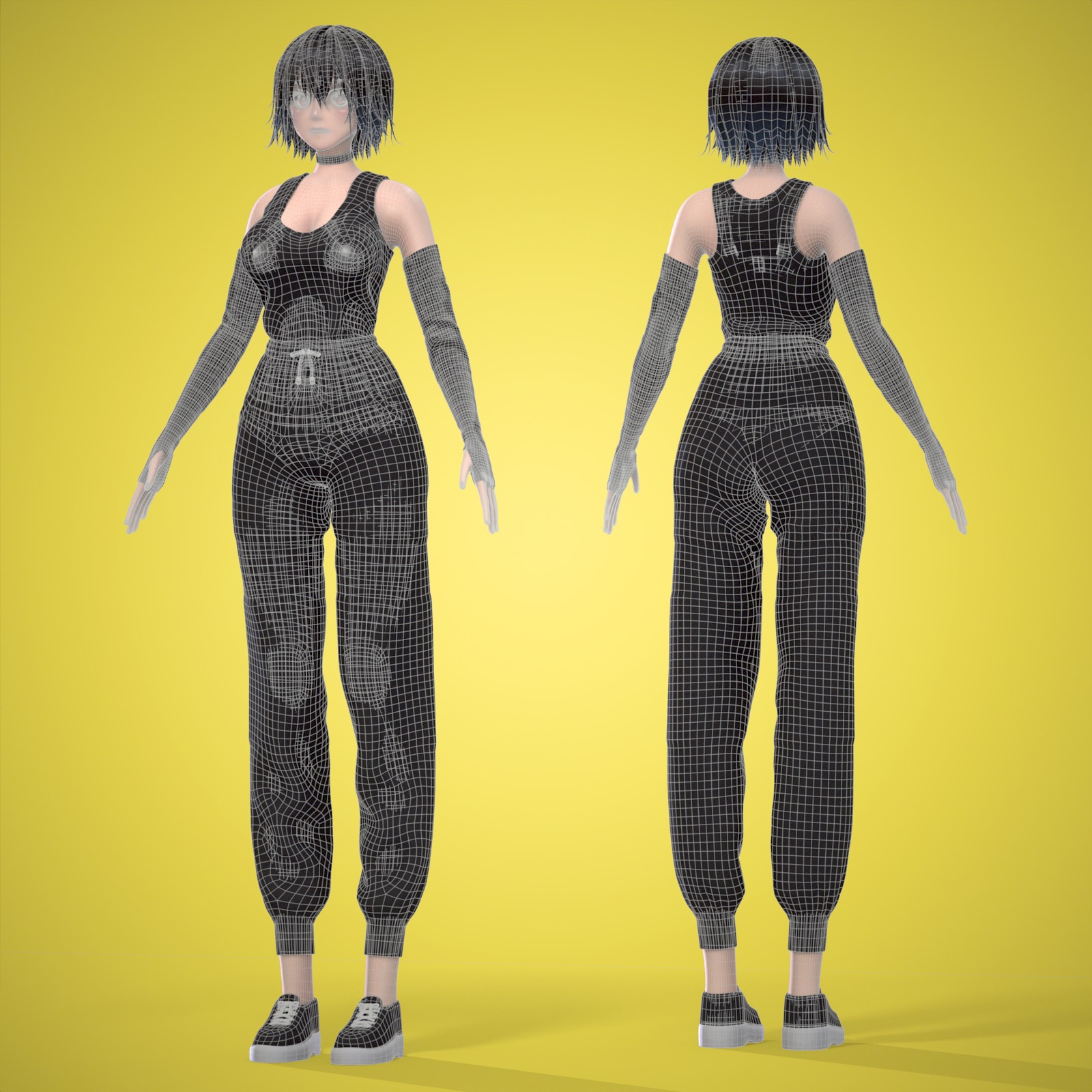 Female Low-poly 3D model_8