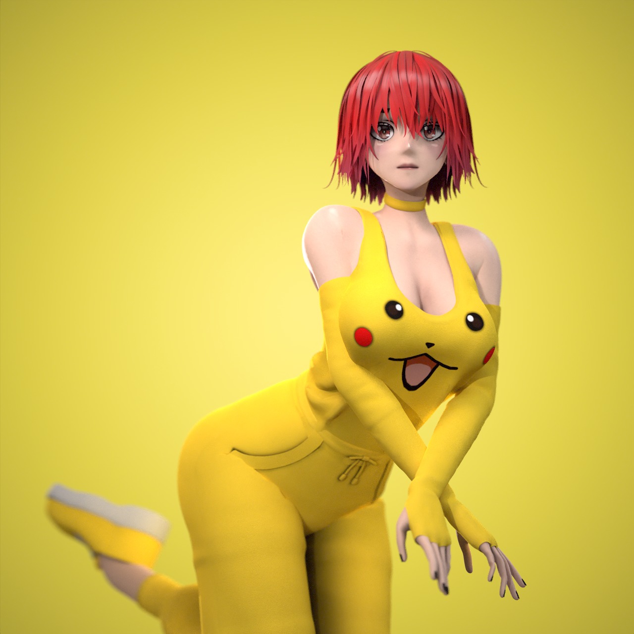 Female Low-poly 3D model_14