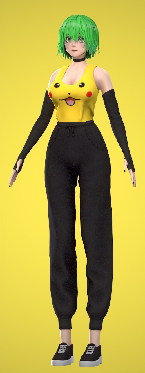 Female Low-poly 3D model_23