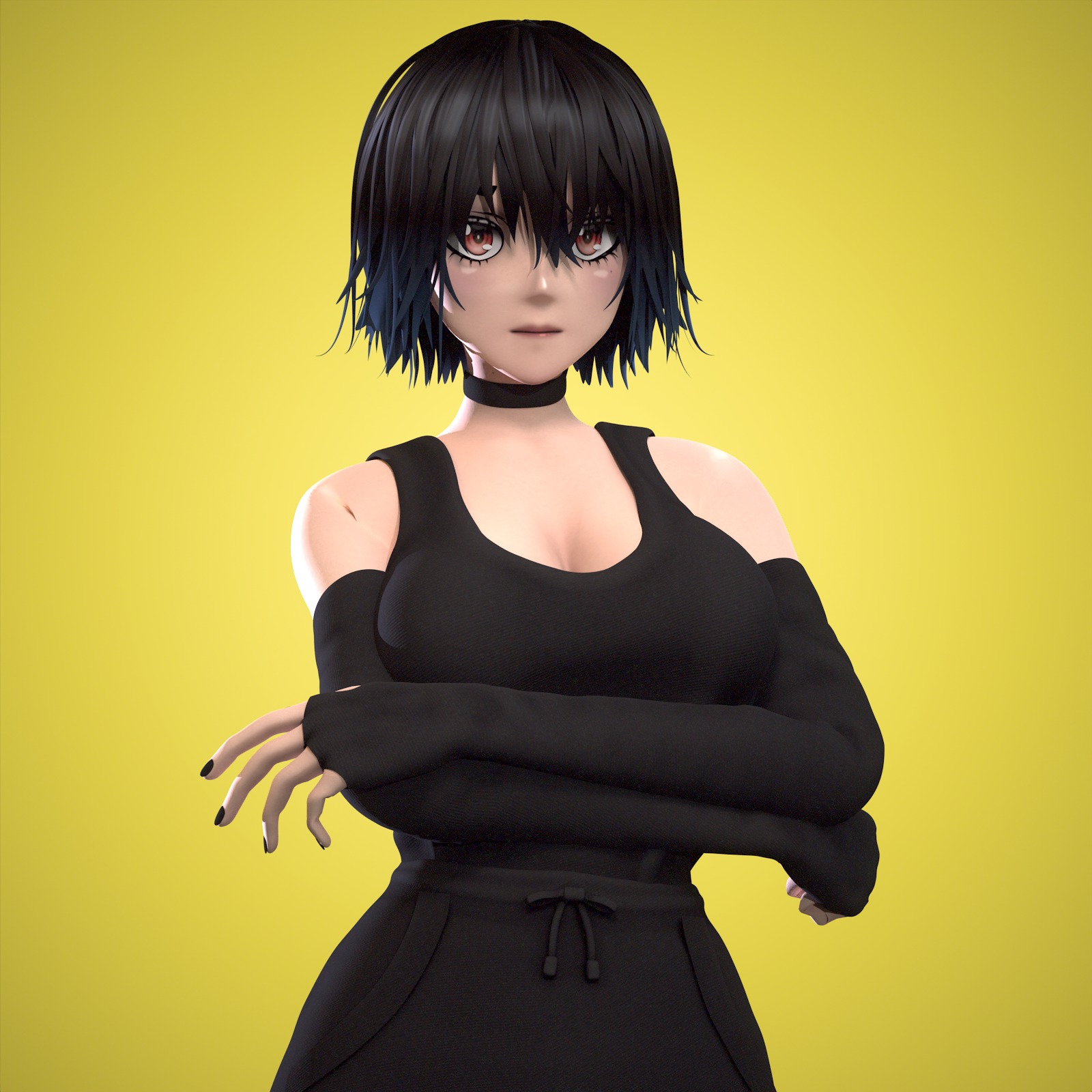Female Low-poly 3D model_7