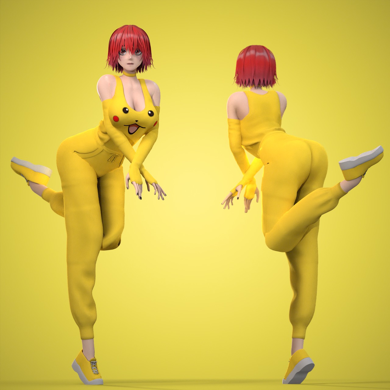 Female Low-poly 3D model_15