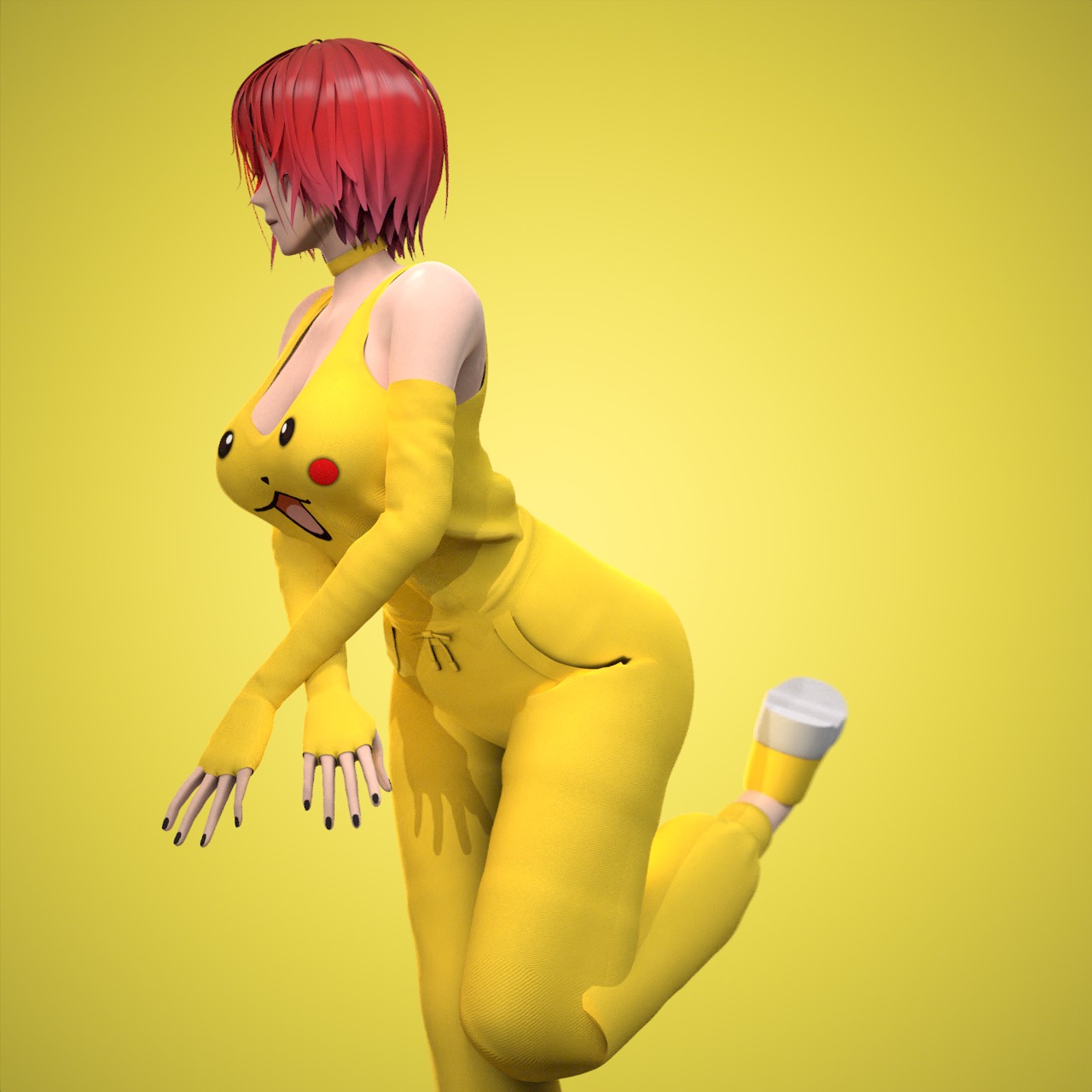 Female Low-poly 3D model_11