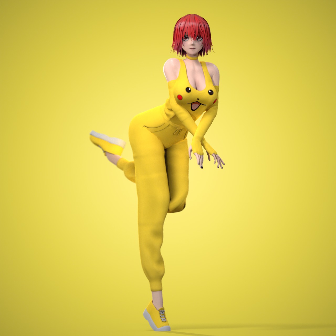 Female Low-poly 3D model_16