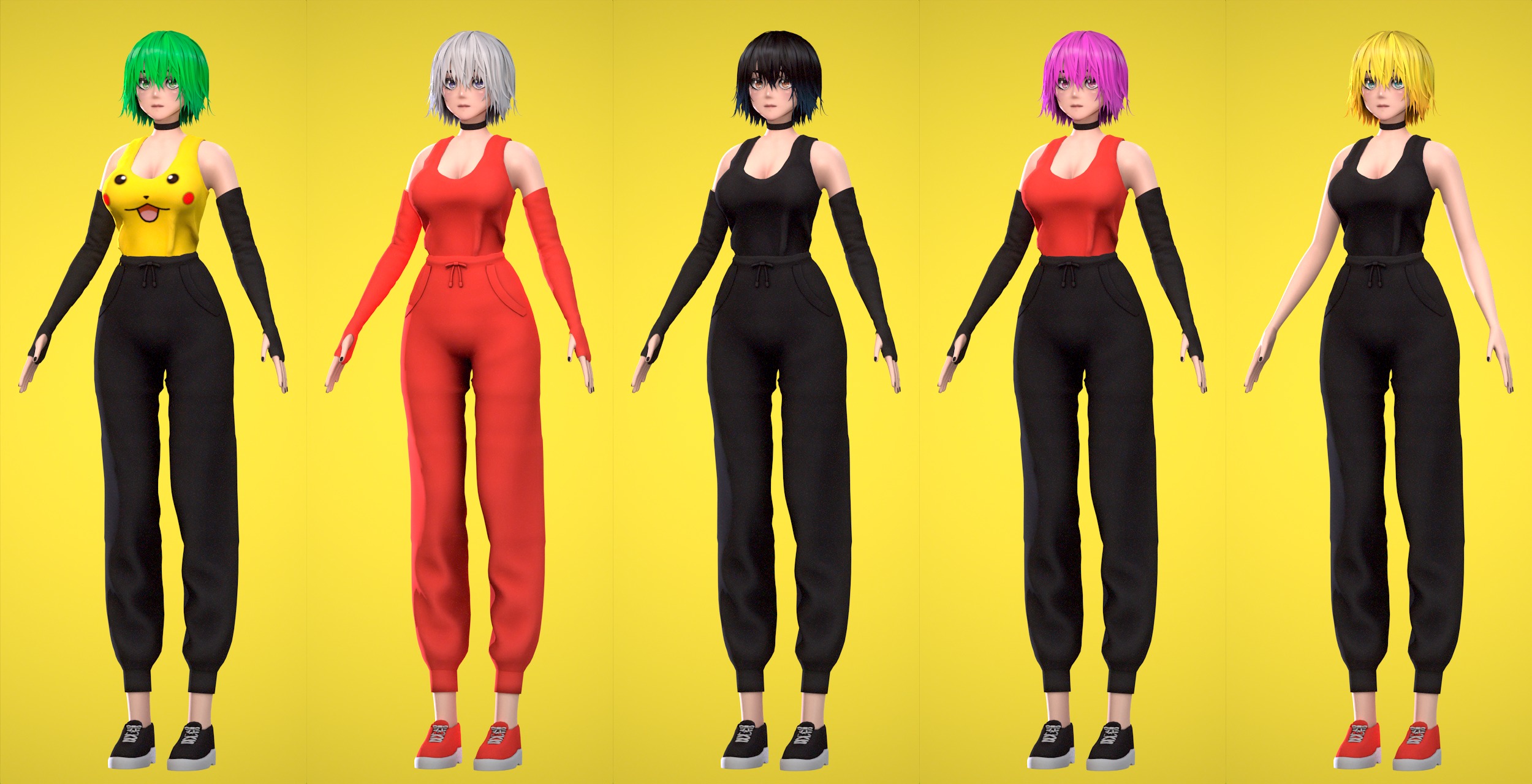 Female Low-poly 3D model_6