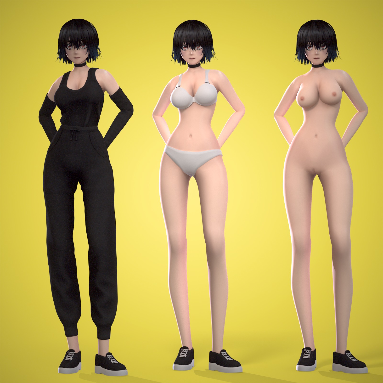 Female Low-poly 3D model_3