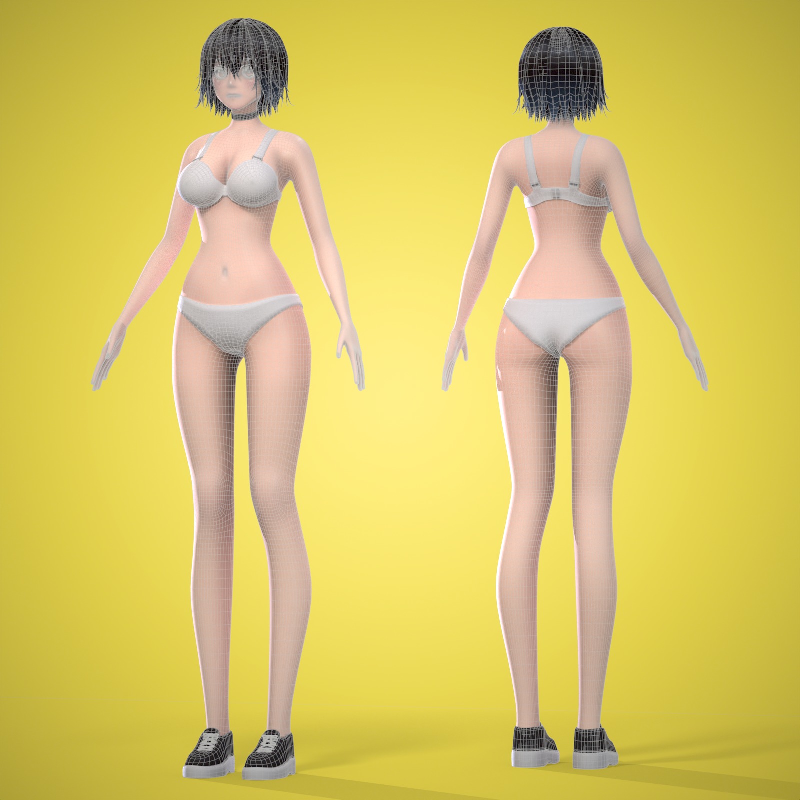 Female Low-poly 3D model_33