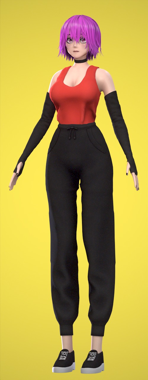 Female Low-poly 3D model_25