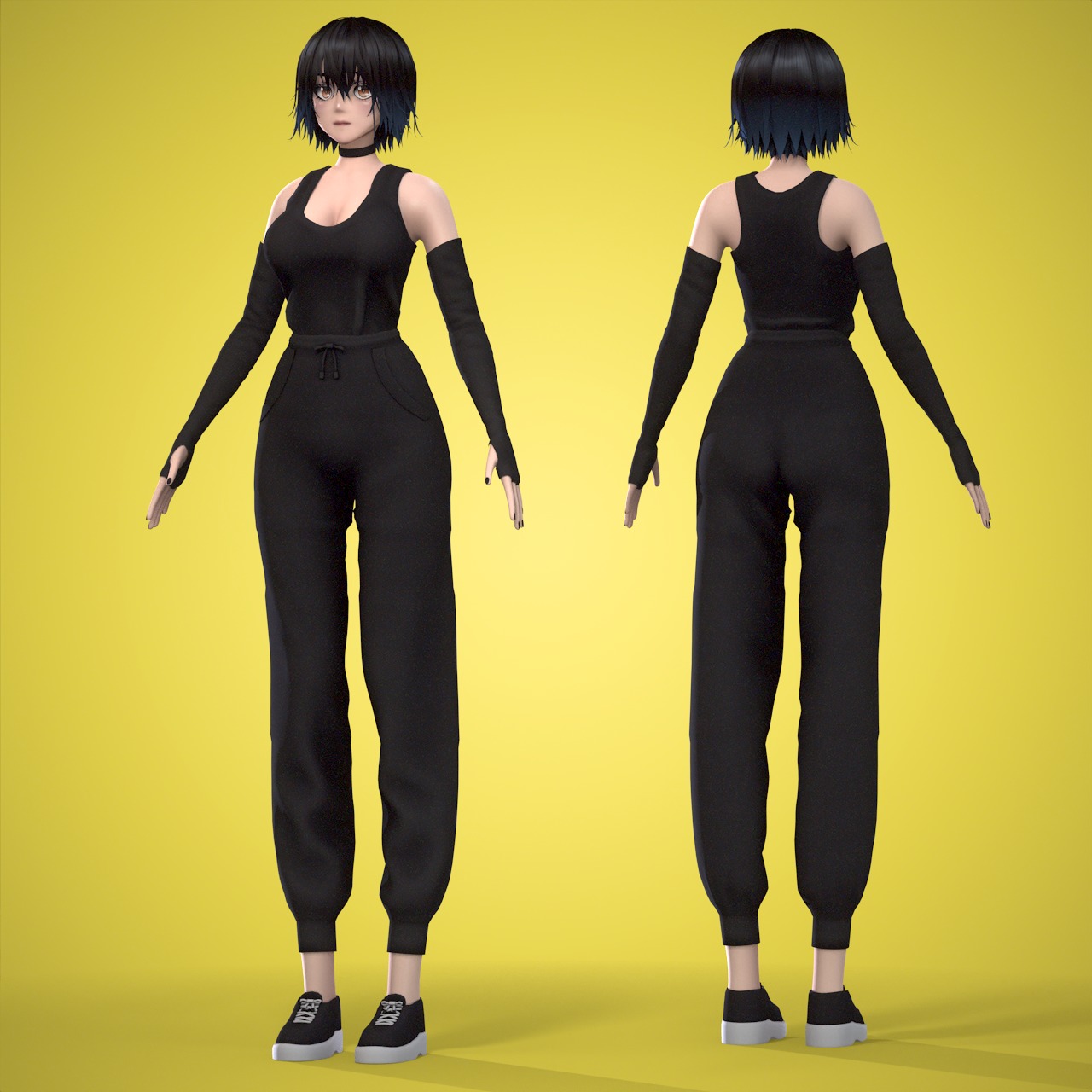 Female Low-poly 3D model_2