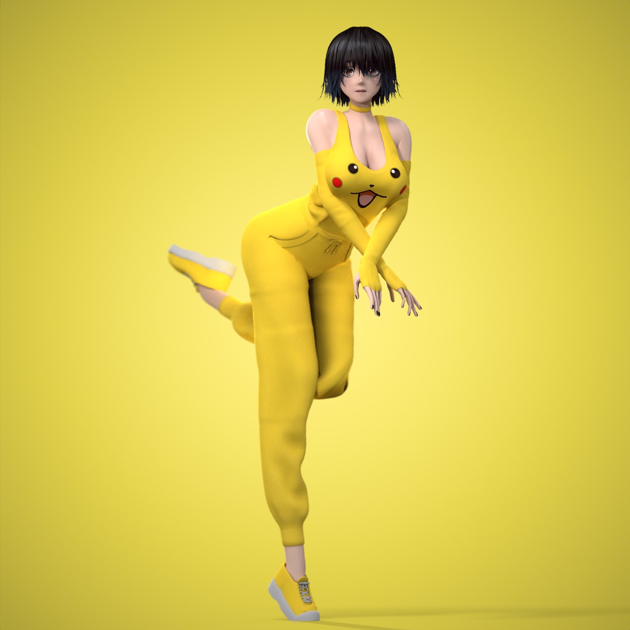 Female Low-poly 3D model_13
