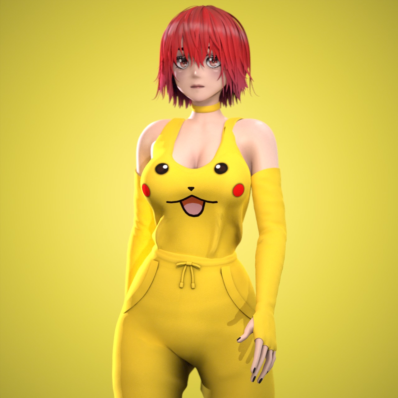 Female Low-poly 3D model_17