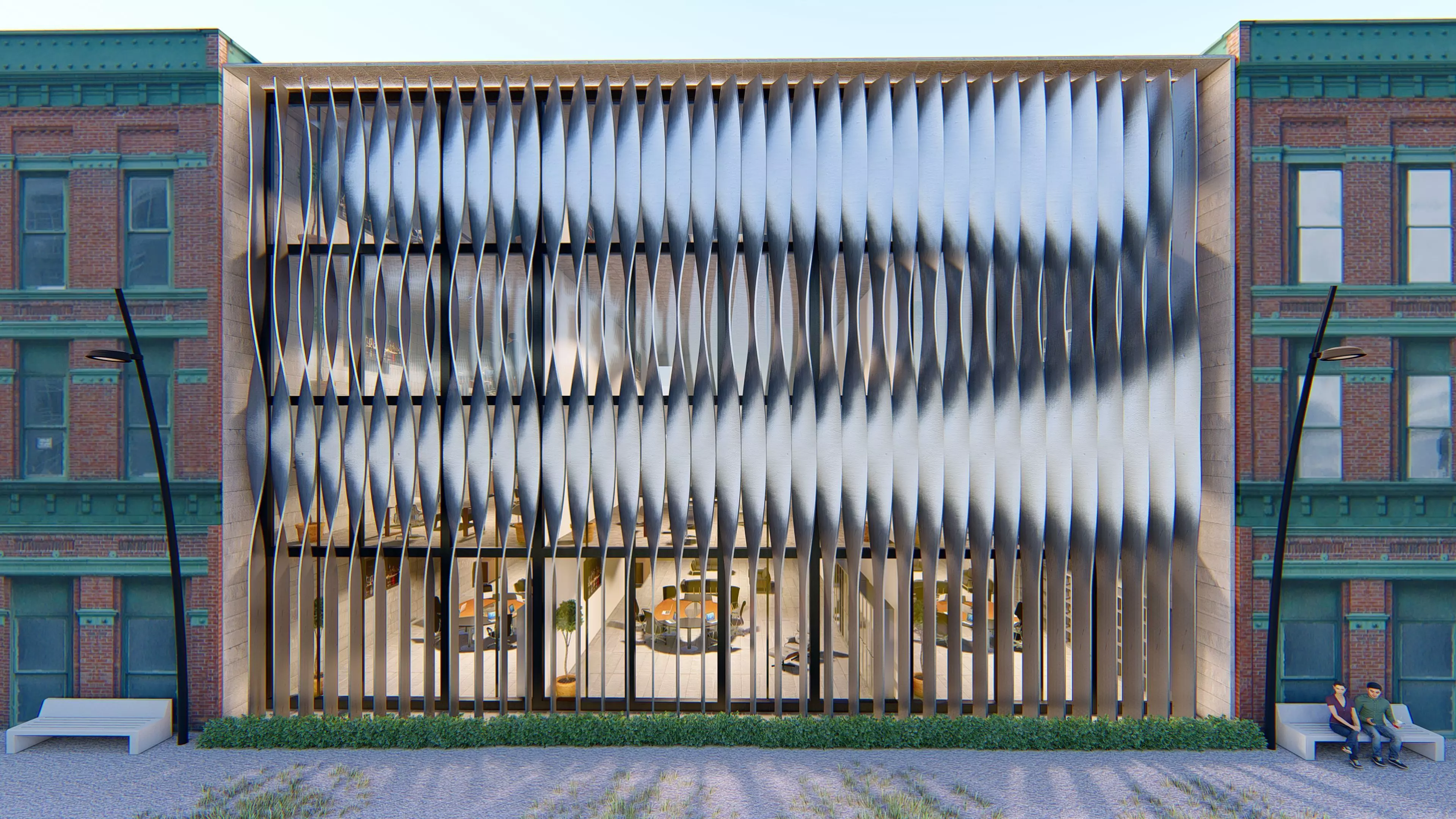 Parametric louvers facade 3D model_2