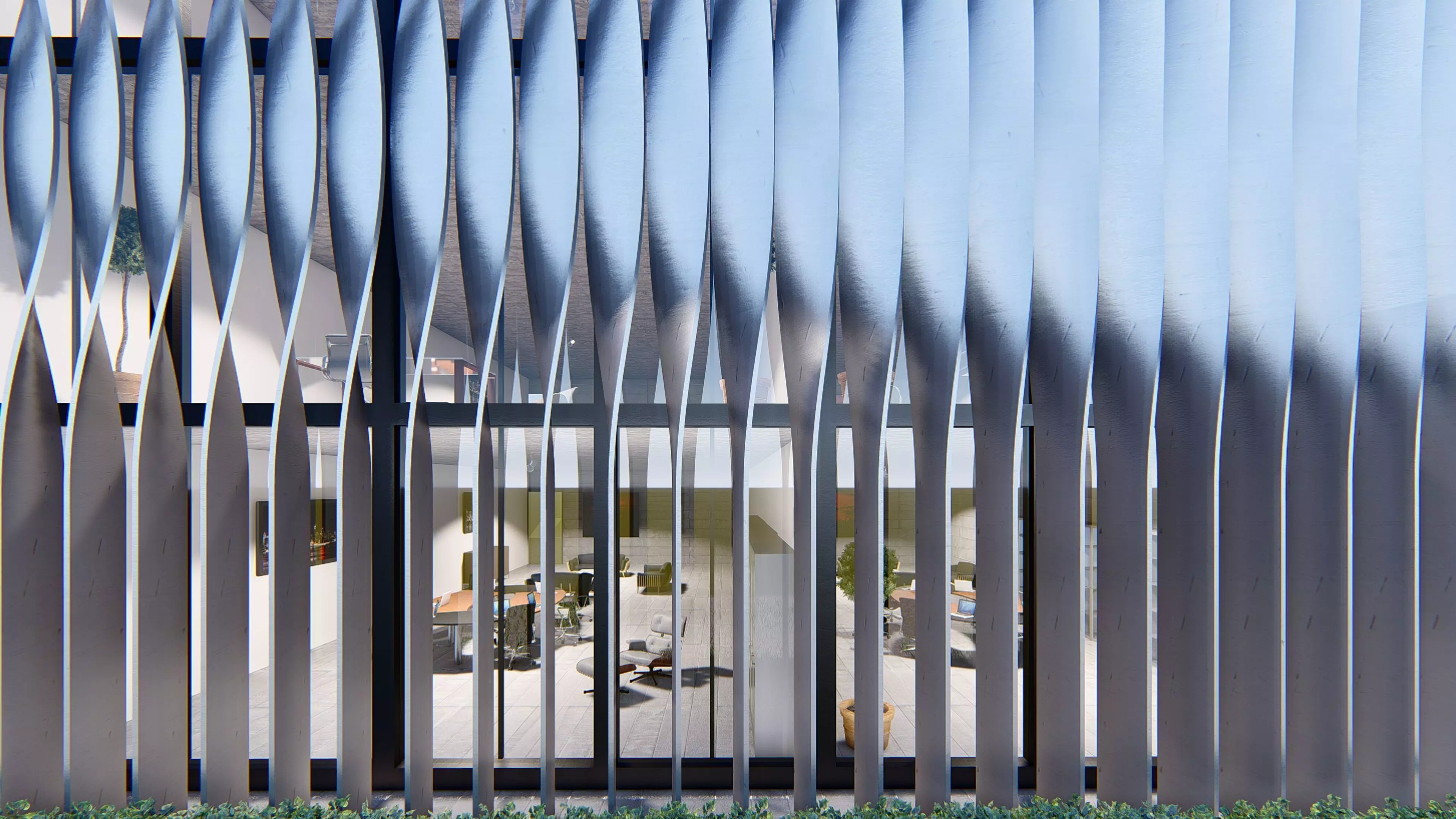 Parametric louvers facade 3D model_0