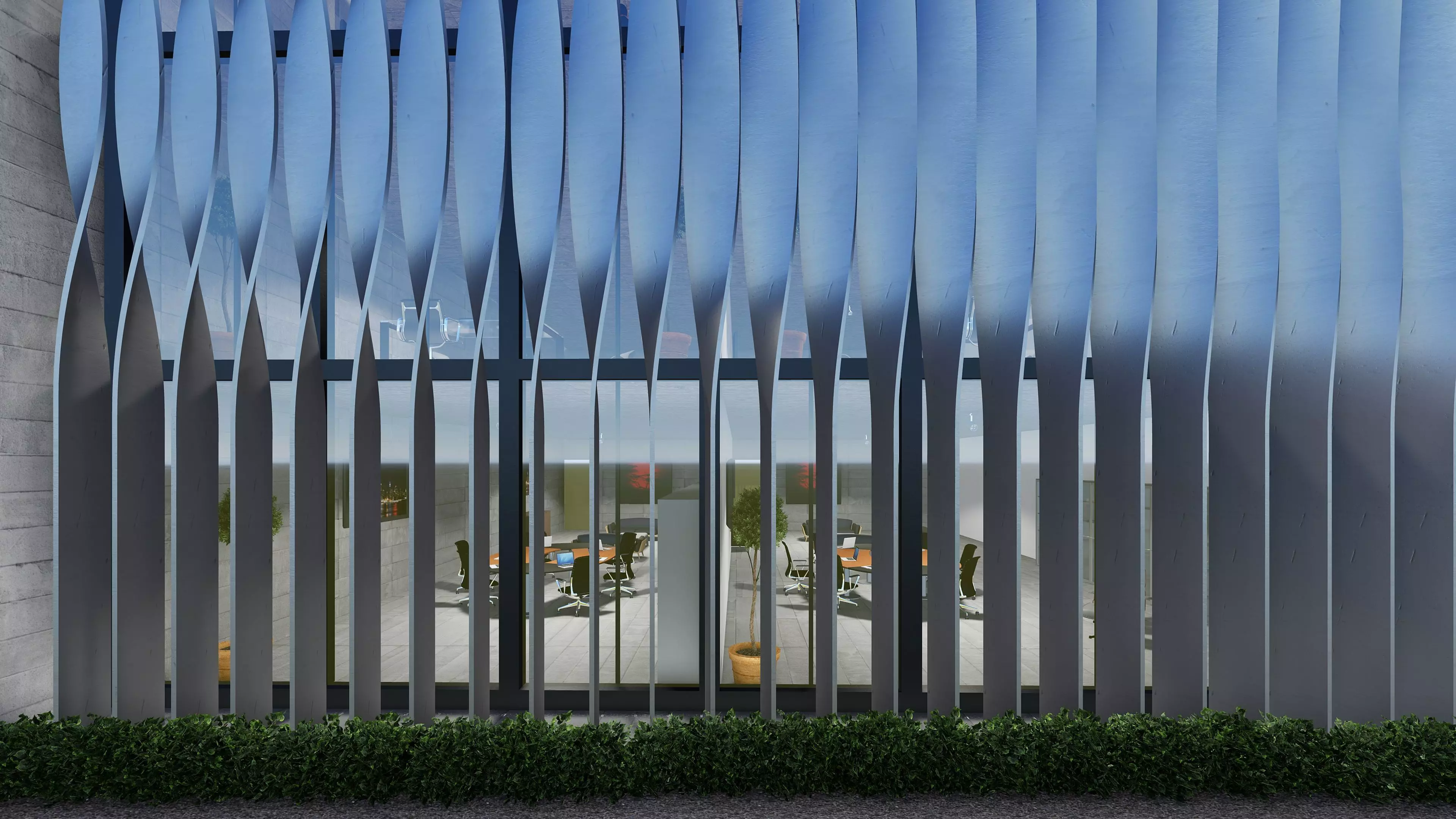 Parametric louvers facade 3D model_3
