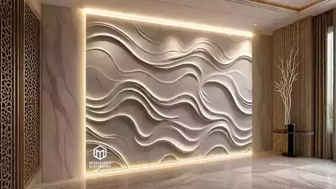 modern panel wall decor set wall relief mural CNC 72 3D model