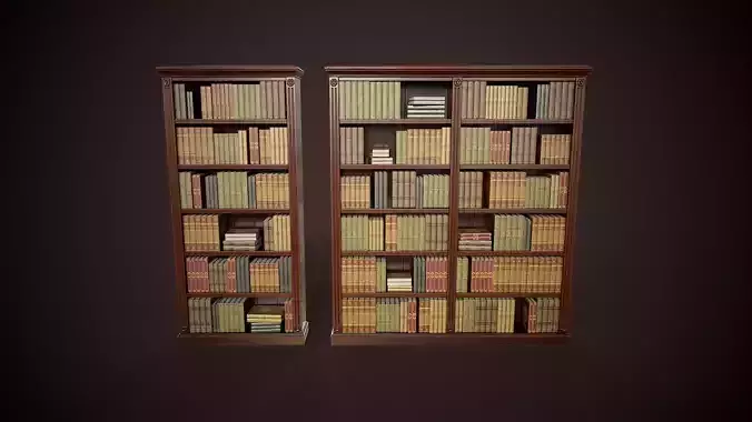 Vintage Bookcase Duo Low-poly 3D model