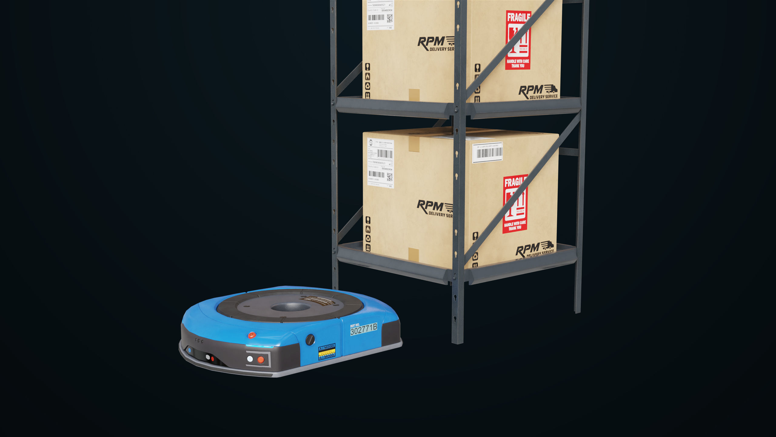 Warehouse Robot Generic All PBR Unity UE Textures Low-poly 3D model_1