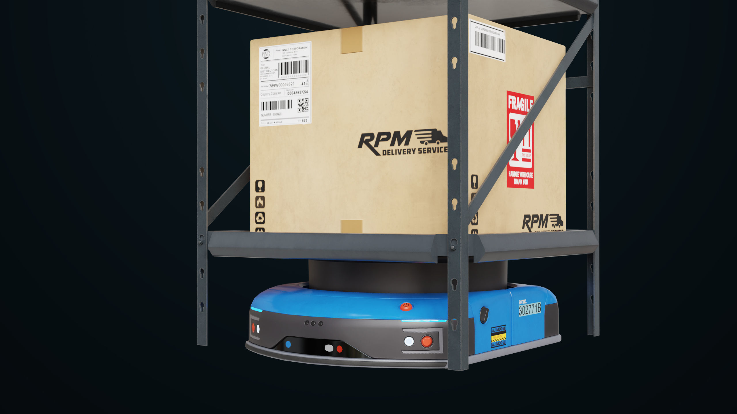 Warehouse Robot Generic All PBR Unity UE Textures Low-poly 3D model_3