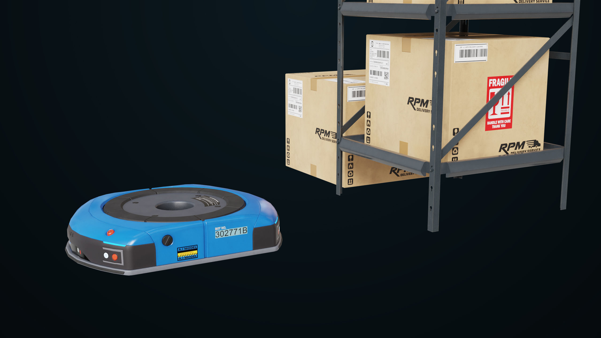 Warehouse Robot Generic All PBR Unity UE Textures Low-poly 3D model_24