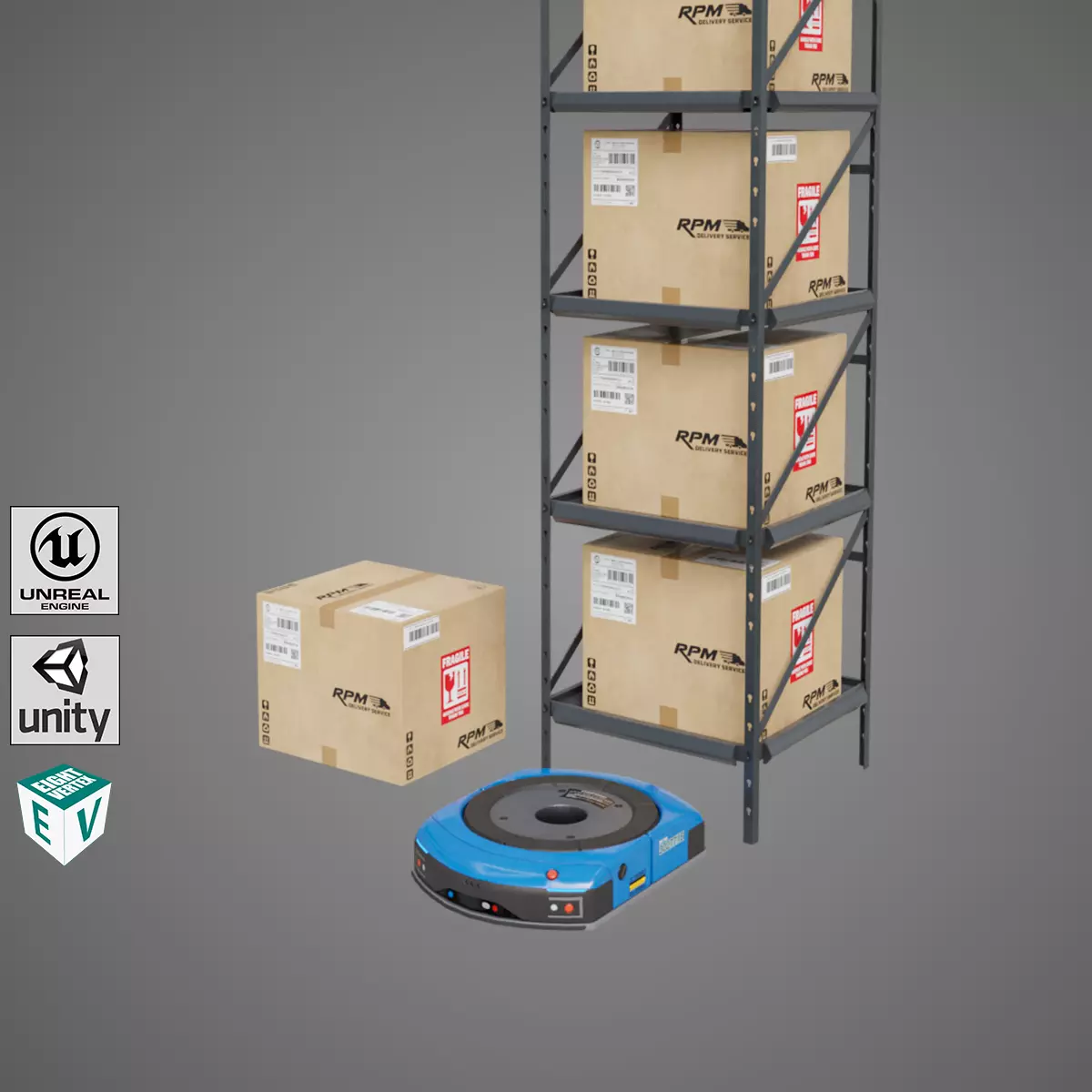 Warehouse Robot Generic All PBR Unity UE Textures Low-poly 3D model_0