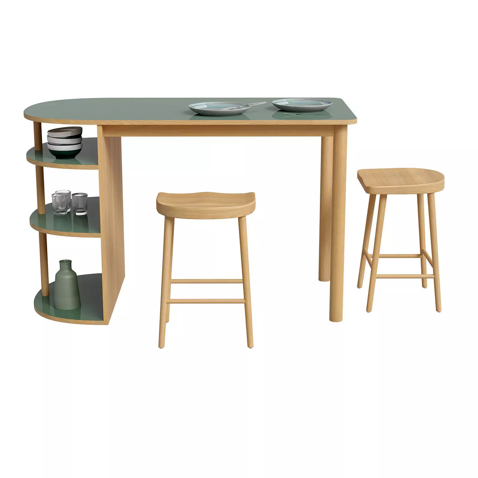 Quillan oak veneer table 3D model
