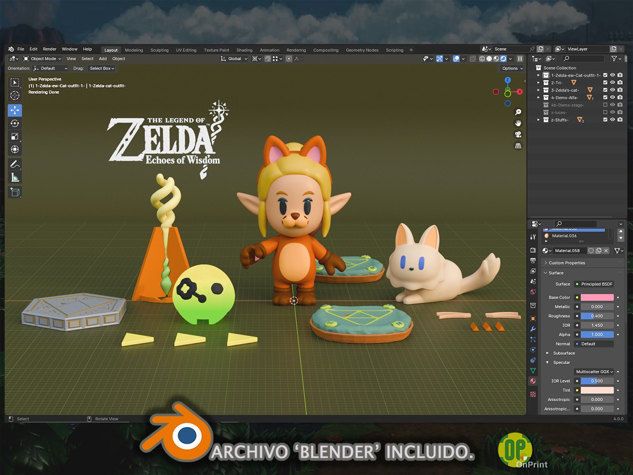 ZELDA - Echoes of Wisdom - Cat Clothes - 3D print model_3