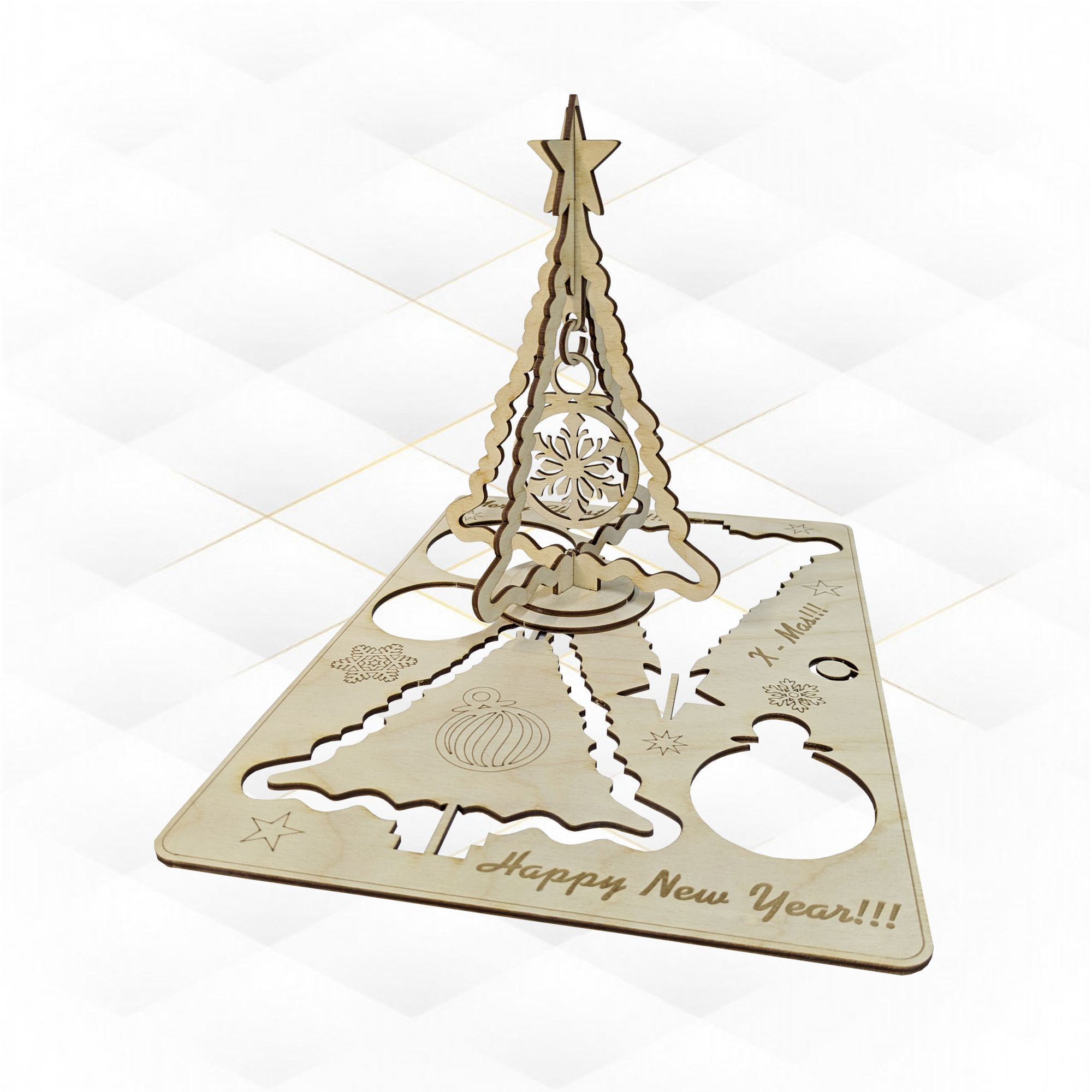 Christmas Card laser cutting design svg dxf plan 3D print model_2