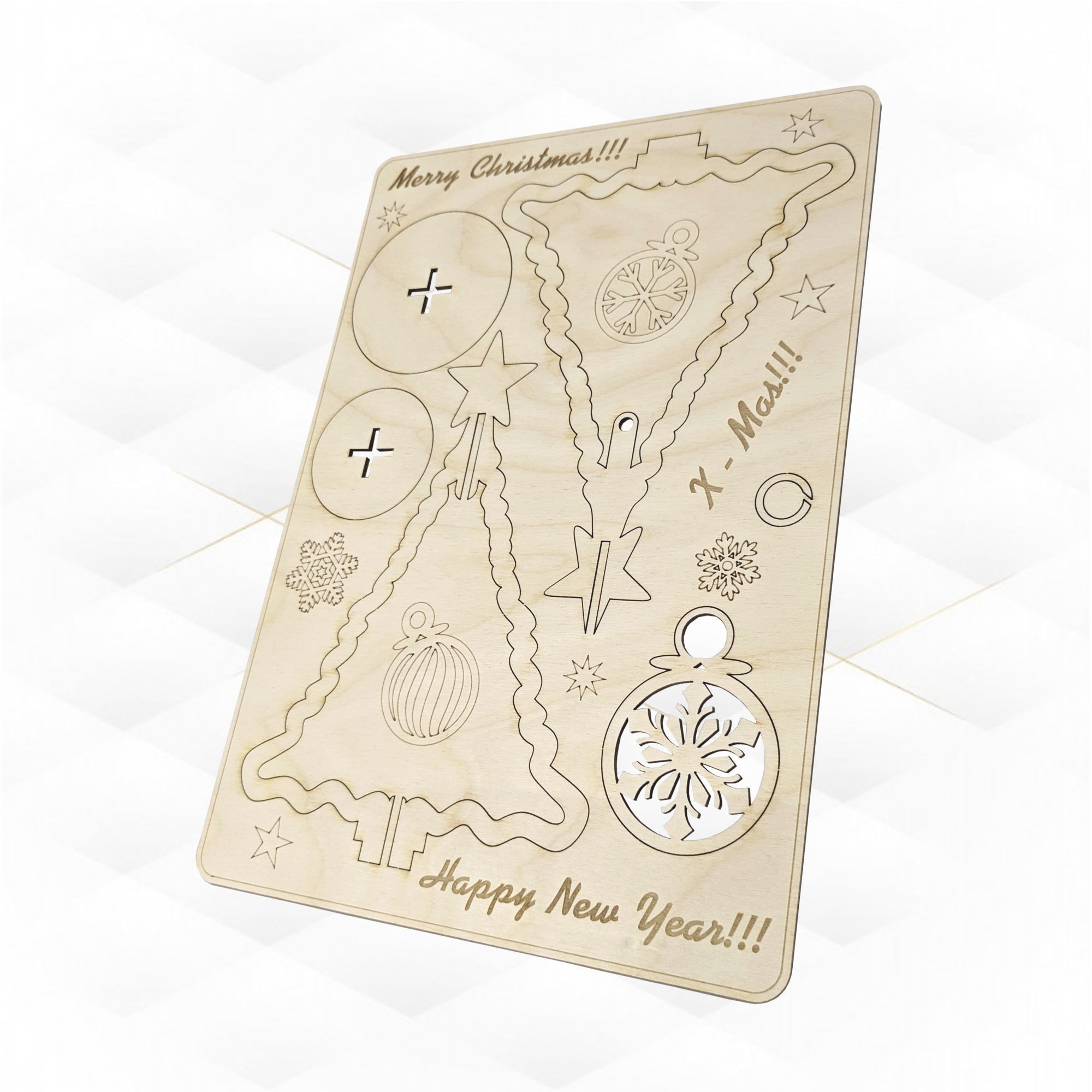 Christmas Card laser cutting design svg dxf plan 3D print model_1