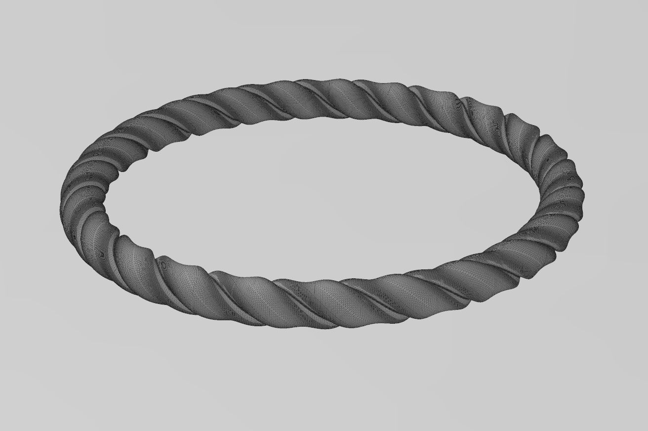 French ribbon braided wire cuff bracelet bangle Size M 55mm 3D print model_11