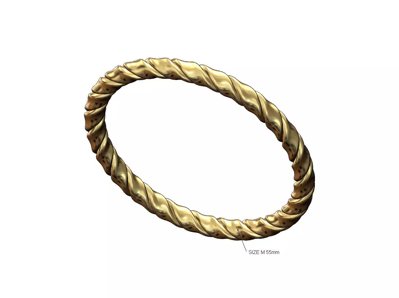 French ribbon braided wire cuff bracelet bangle Size M 55mm 3D print model_0