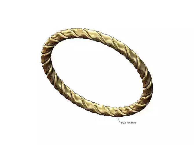 French ribbon braided wire cuff bracelet bangle Size M 55mm 3D print model