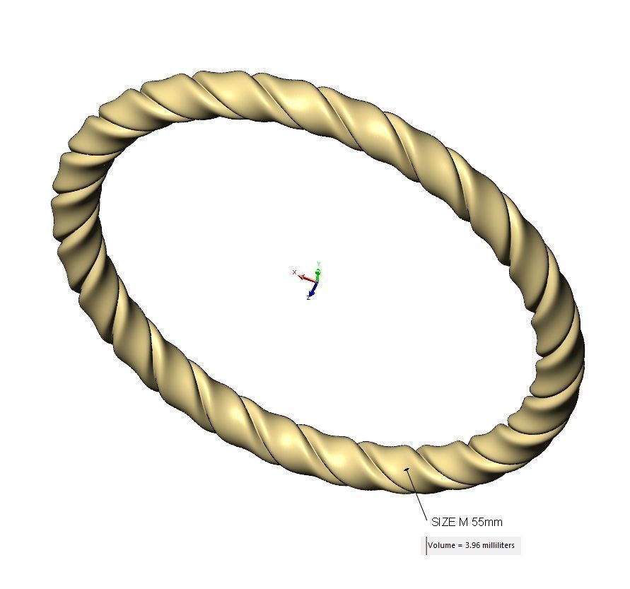 French ribbon braided wire cuff bracelet bangle Size M 55mm 3D print model_10