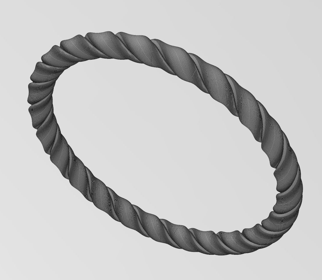 French ribbon braided wire cuff bracelet bangle Size M 55mm 3D print model_12