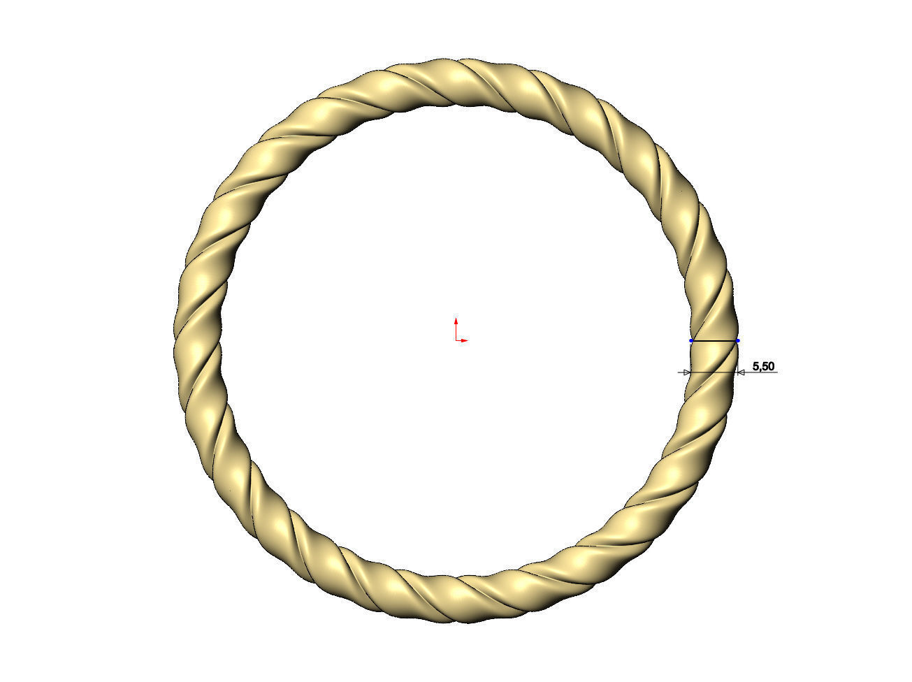 French ribbon braided wire cuff bracelet bangle Size M 55mm 3D print model_6