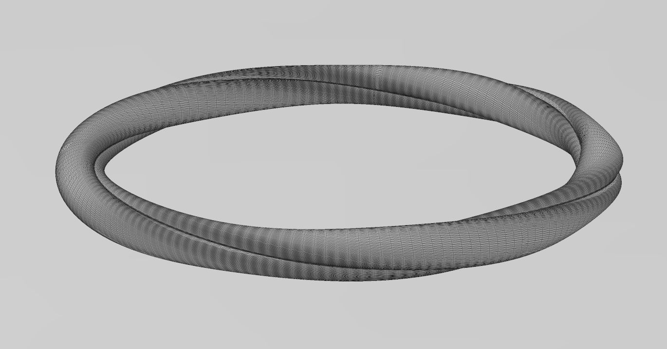 Twisted French ribbon cuff bracelet bangle Size M 55mm 3D print model_13