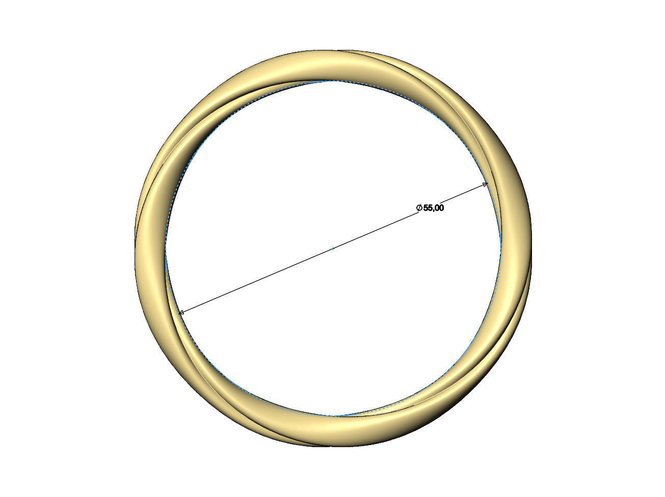 Twisted French ribbon cuff bracelet bangle Size M 55mm 3D print model_6