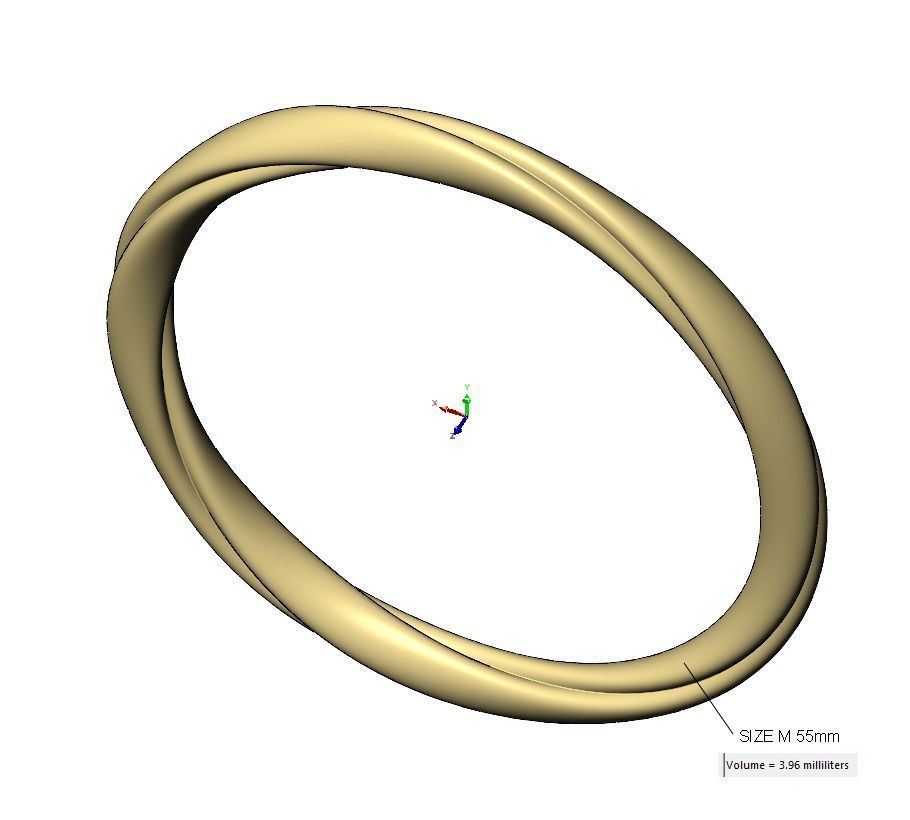 Twisted French ribbon cuff bracelet bangle Size M 55mm 3D print model_11