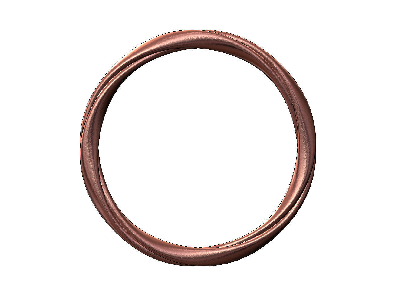 Twisted French ribbon cuff bracelet bangle Size M 55mm 3D print model_9