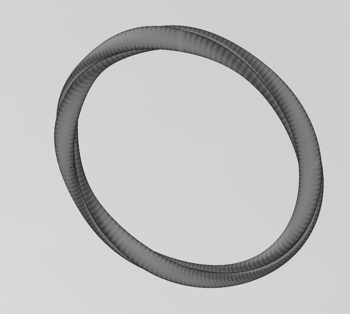 Twisted French ribbon cuff bracelet bangle Size M 55mm 3D print model_12