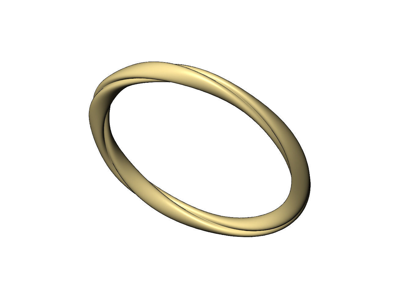 Twisted French ribbon cuff bracelet bangle Size M 55mm 3D print model_5